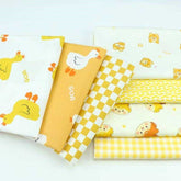 CraftsFabrics Lot de 7 tissus en coton motif tigre et petit canard, 50 x 40 cm de large, pour couture, linge de lit pour bébé, coussin, patchwork